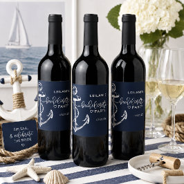 Nautical Anchor Sängkammare Vit Vinflaska Etikett