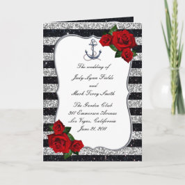 Nautical Anchor Silver Black Rand-programkort Kort