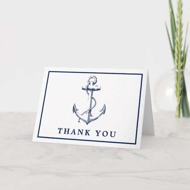 Nautical Anchor Simple Photo White Tack Kort (Framsida)
