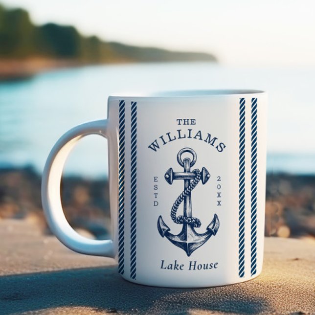 Nautical Anchor Sjö House Navy Blue Kaffemugg (Skapare uppladdad)