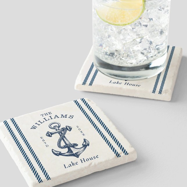 Nautical Anchor Sjö House Navy Blue Stenunderlägg (Skapare uppladdad)