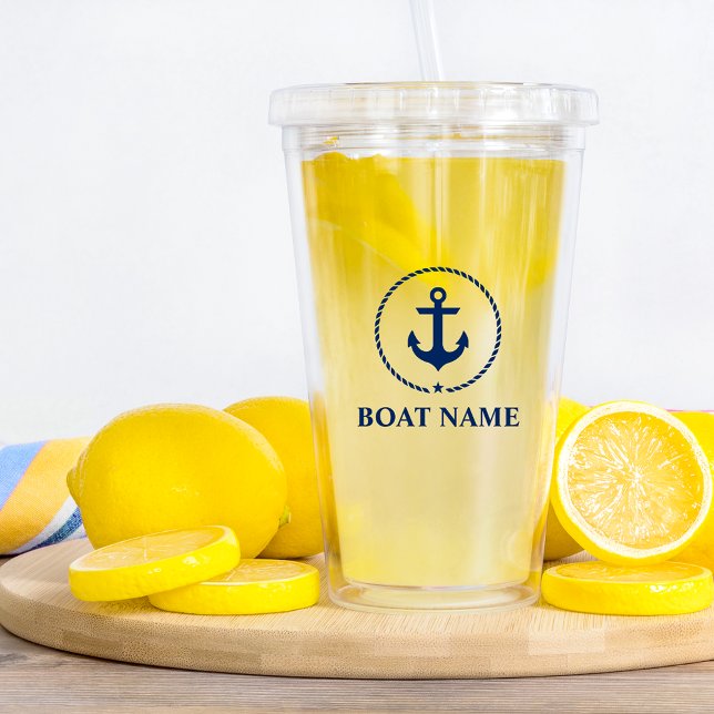 Nautical Anchor Star Boat Namn Take Away Mugg (Customize to change text size or text style.)
