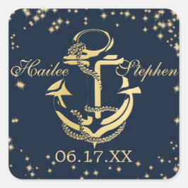 Nautical Anchor Starry Himlar Fyrkantigt Klistermärke