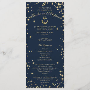 Nautical Anchor Starry Himlar marinblått och Guld Program