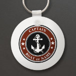 Nautical Anchor Stars & Rope Captain Namn eller Bo Nyckelring<br><div class="desc">En personlig nautisk nyckelkedja med "kapten" (eller annan önskad titel eller rang) och ditt namn, båt namn eller annan text efter behov. Den här unika designen har en anpassningsbar som gör att vintagen ankar med rep och stjärnor accentuerade med vanligt svart, djupt rött och vitt färg. Gör en underbar gåva...</div>