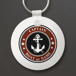 Nautical Anchor Stars & Rope Captain Namn eller Bo Nyckelring