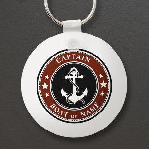 Nautical Anchor Stars & Rope Captain Namn eller Bo Nyckelring
