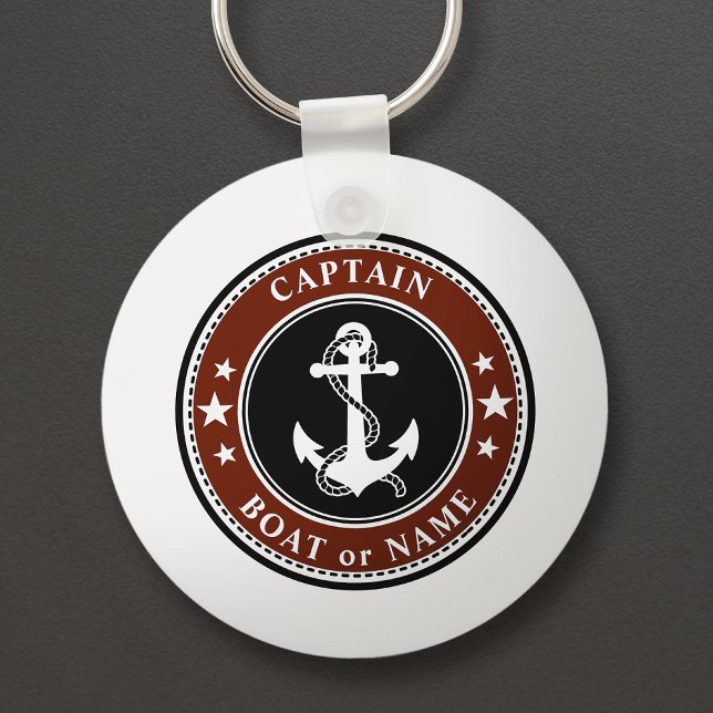 Nautical Anchor Stars & Rope Captain Namn eller Bo Nyckelring (Skapare uppladdad)