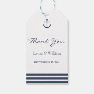 Nautical Anchor & Stripe Bröllop Gift-Märkre Presentetikett