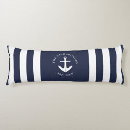 Nautical Anchor Stripe Navy Blue and White Kroppskudde