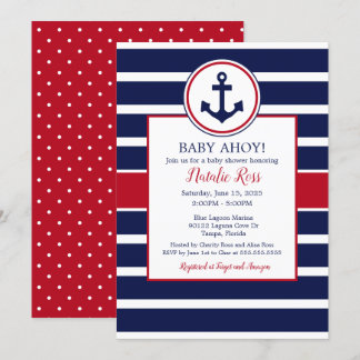 Nautical Anchor Summer Ahoy! Boy Baby Shower Inbjudningar
