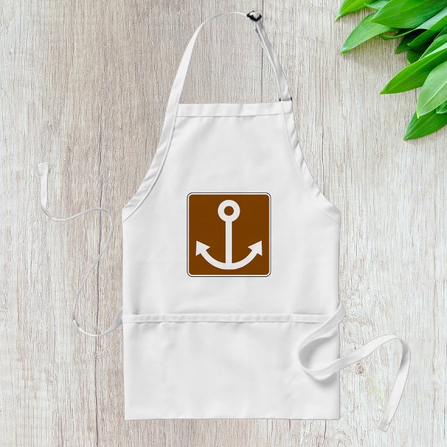 Nautical Anchor Symbol Brown Marina Sign Förkläde (Skapare uppladdad)
