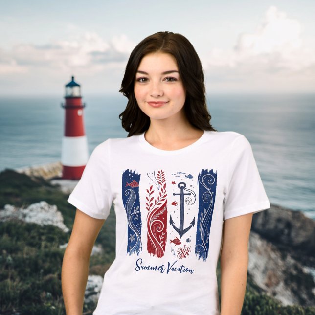 Nautical Anchor T-Shirt, Coastal Ocean Vinkarare,  T Shirt (Skapare uppladdad)