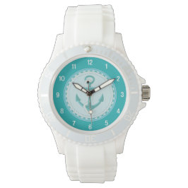 Nautical Anchor Teal Aqua Sporty Watch Armbandsur