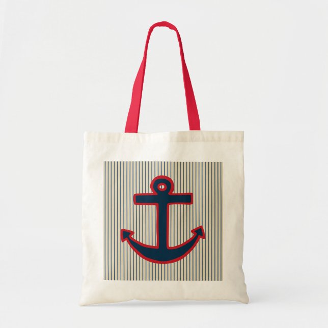 Nautical Anchor Tote Bag Tygkasse (Framsidan)
