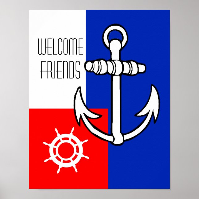 Nautical Anchor - Välkomstvänner Poster (Framsidan)