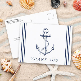 Nautical Anchor Vit Tack Vykort