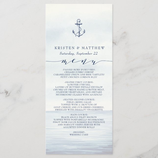 Nautical Anchor Watercolor Ocean Meny (Framsida)