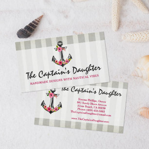 Nautical Anchor Watercolor Ro Beach Boutique Visitkort