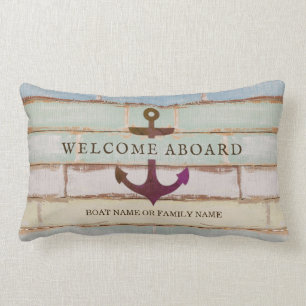 Nautical Anchor WELCOME ABOARD Rustic Boat Namn Lumbarkudde