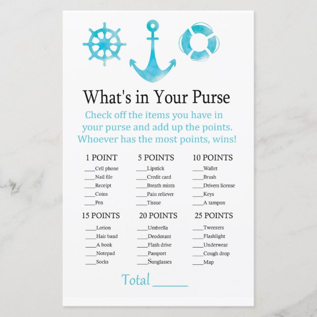 Nautical Anchor What's in your purse match (Framsida)