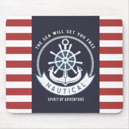 Nautical Anchor,Wheel, Navy Blue,Red Rand Musmatta