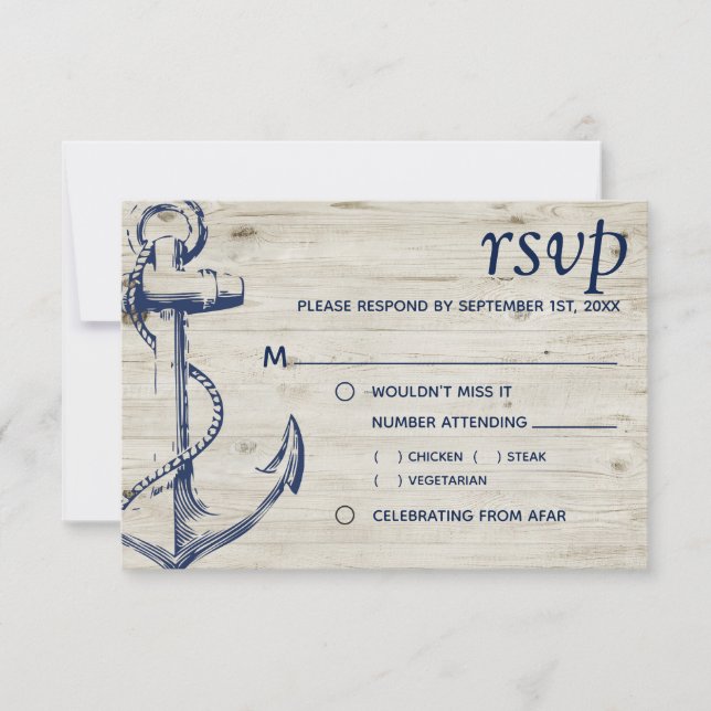 Nautical Anchor Wood Meal Choice OSA Kort (Framsida)