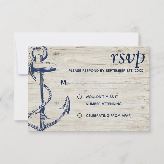 Nautical Anchor Wood OSA Kort (Framsida)
