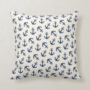 Nautical Anchors Aweigh Mönster Navy Kudde