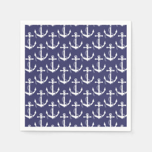 Nautical Anchors Aweigh Navy Pappersservett