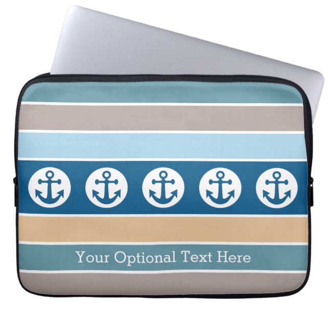 Nautical Anchors & Rand anpassningsbar laptop slee Laptop Fodral (Framsidan)