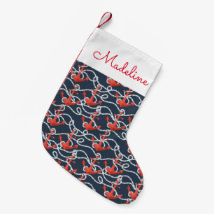 Nautical Anchors & Rope Mönster Lägg till ditt Liten Julstrumpa