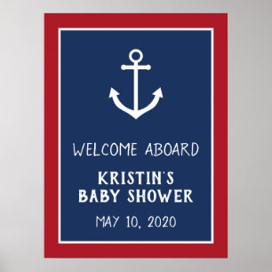 Nautical Ankar Baby Shower Välkomstskylt Poster
