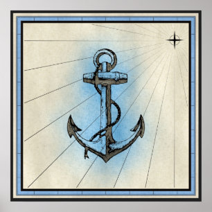 Nautical Ankare Affisch