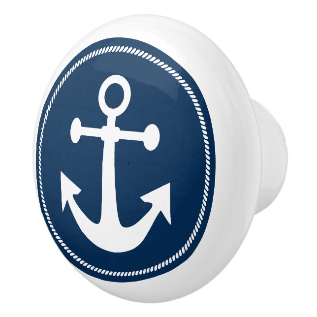 Nautical ankare med rep på marinblå knopp (Höger)