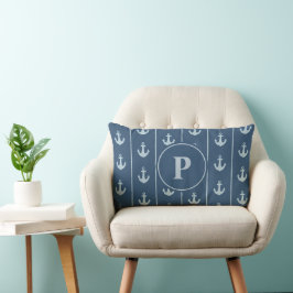 Nautical Ankare och Rep Ränder | Monogram Lumbarkudde