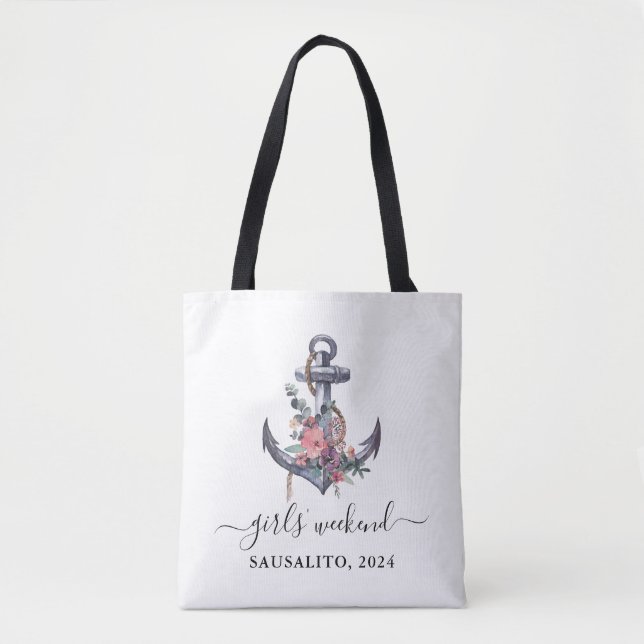Nautical Ankare Strand Kvinnors Helg Totebag Tygkasse (Framsida)