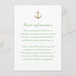 Nautical Anpassningsbar Mint White Bröllop-infogni Tilläggskort