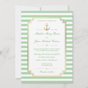 Nautical Anpassningsbar Mint White bröllopsinbjuda Inbjudningar