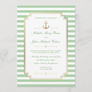 Nautical Anpassningsbar Mint White bröllopsinbjuda Inbjudningar