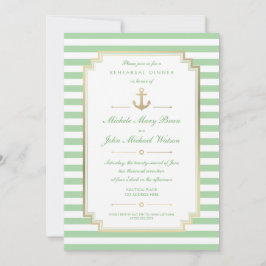 Nautical Anpassningsbar Mint White Rehearsal Dinne Inbjudningar