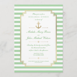 Nautical Anpassningsbar Mint White Rehearsal Dinne Inbjudningar