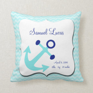 Nautical Aqua Anchor Chevron KeepsakPillow Kudde