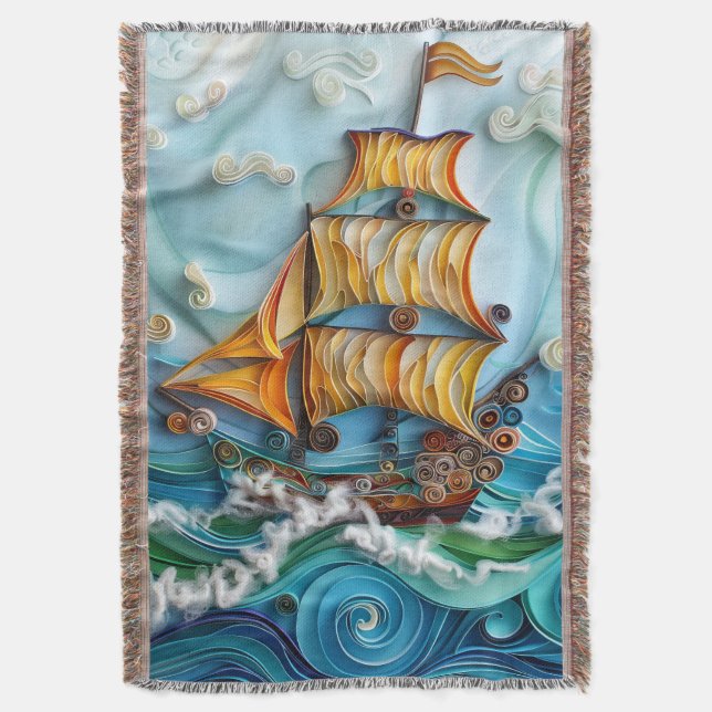Nautical Art Woven Throw Blanket Filt (Framsidan Vertikal)