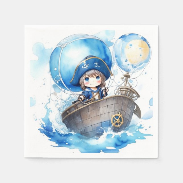 Nautical Äventyr Boy Baby Shower Pappersservett (Framsidan)