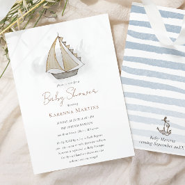 Nautical Äventyr White Baby Shower Inbjudningar