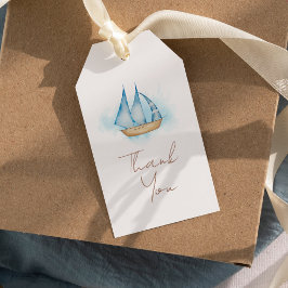 Nautical Äventyr White Baby Shower Tack Presentetikett