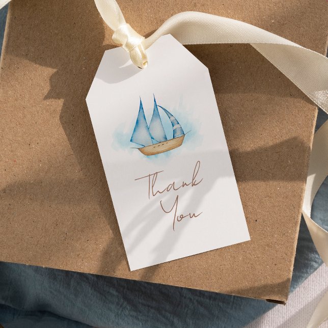 Nautical Äventyr White Baby Shower Tack Presentetikett (Skapare uppladdad)