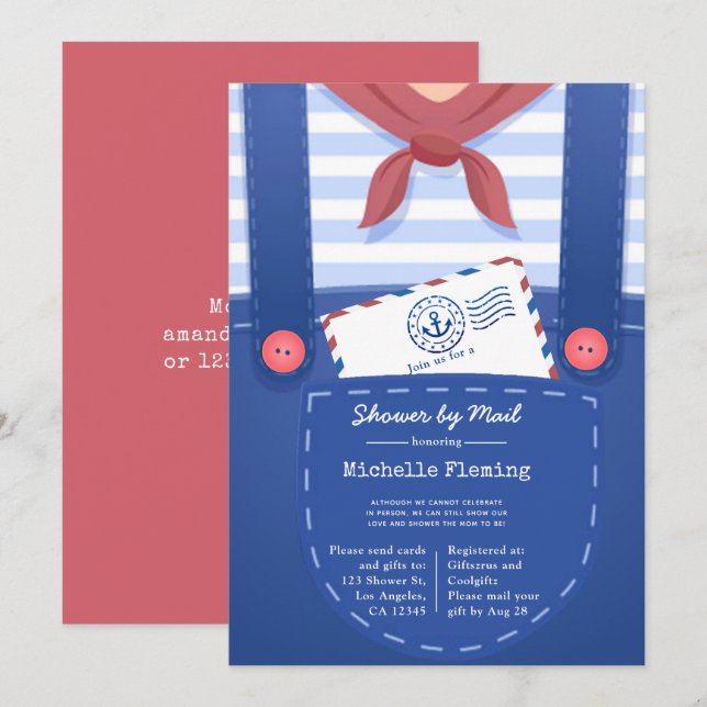 Nautical Baby Boy Shower genom postinbjudan Inbjudningar (Fram/baksida)