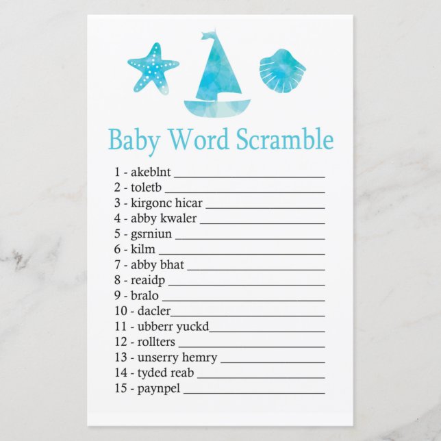 Nautical Baby ordblandningsspel (Framsida)